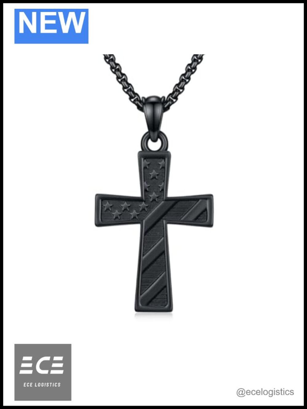 Stainless Steel American Flag Cross Pendant Necklace Patriotic Jewelry